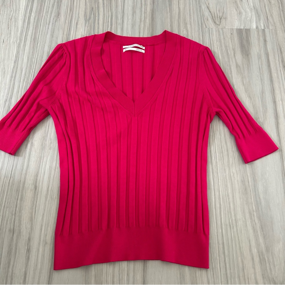 🔻🔻🔻sale Anthropologie V-Neck Ribbed Sweater - Pink